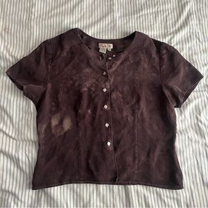 Talbots Dark Purple Button Down Shirt